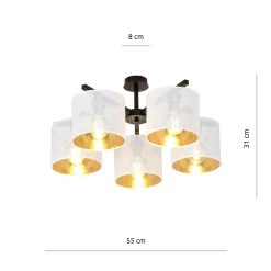 Sklep Kaja Lampa sufitowa do eleganckiego salonu 1145/5 JORDAN | Kaja Oświetlenie* Żyrandole Z Abażurem