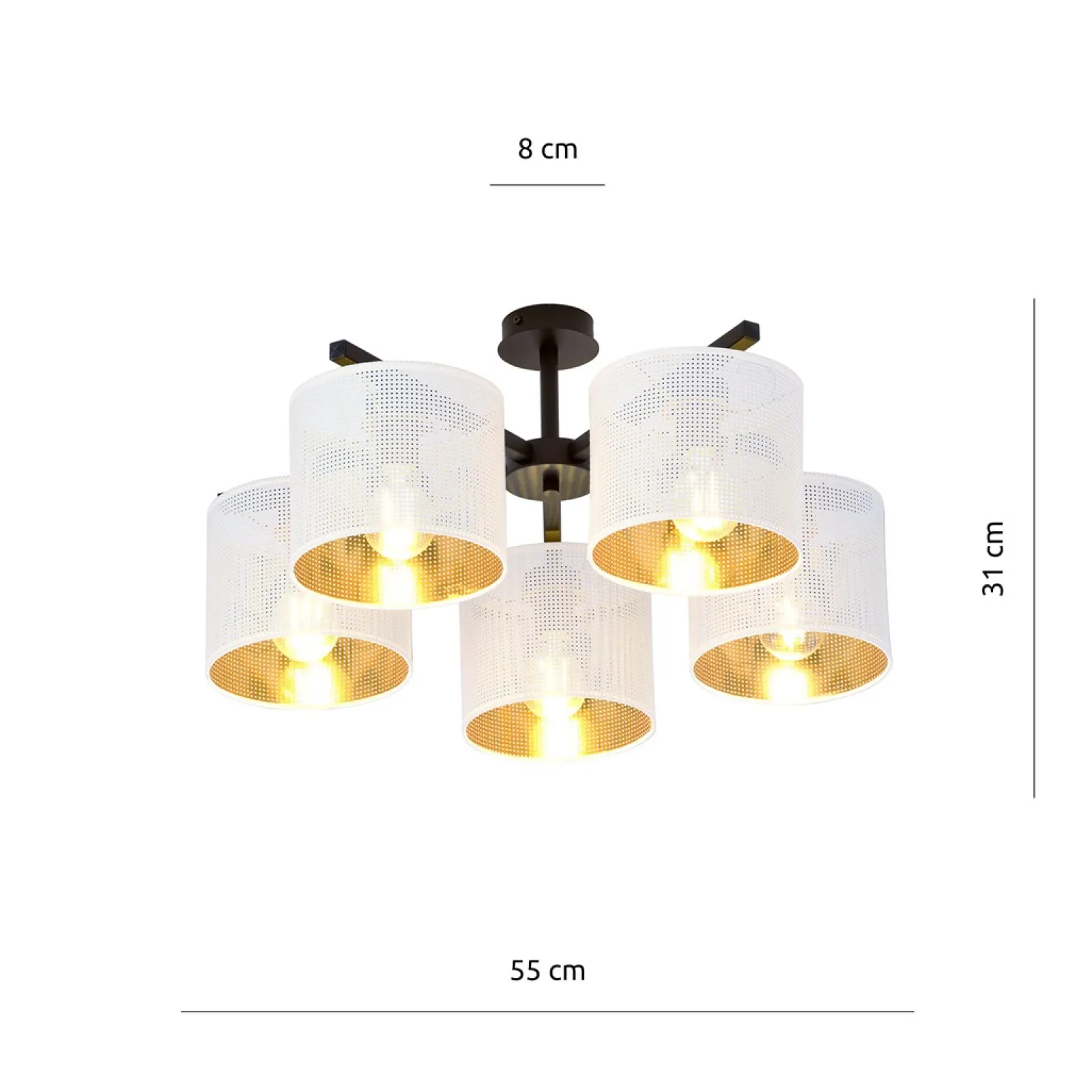 Sklep Kaja Lampa sufitowa do eleganckiego salonu 1145/5 JORDAN | Kaja Oświetlenie* Żyrandole Z Abażurem