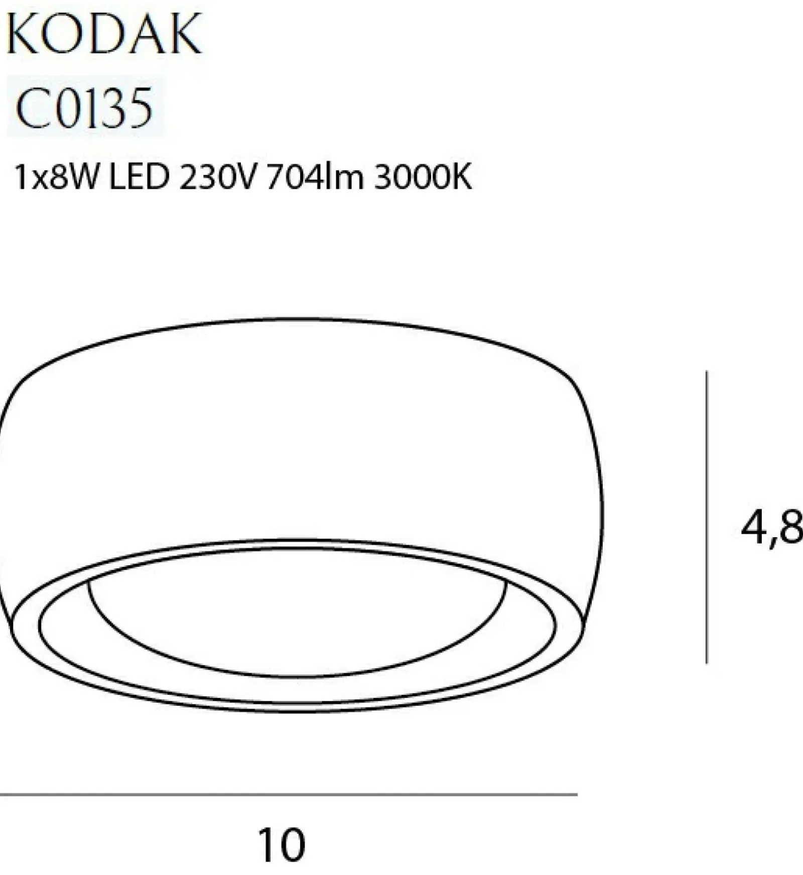 Sklep Kaja Lampa sufitowa LED o średnicy 10,8cm MX C0135 KODAK | Kaja Oświetlenie* Lampy Led