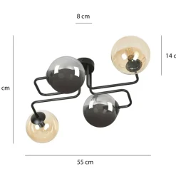 Sklep Kaja Lampa sufitowa miodowe i grafitowe klosze 843/4M2 | Kaja Oświetlenie Best