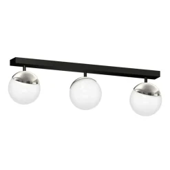 Sklep Kaja Lampa sufitowa na podłużnej listwie, trzy klosze MLP8873 z serii SFERA | Kaja Oś chrom Outlet
