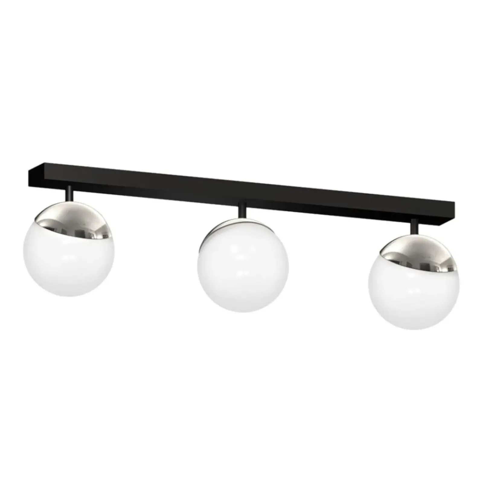Sklep Kaja Lampa sufitowa na podłużnej listwie, trzy klosze MLP8873 z serii SFERA | Kaja Oś chrom Outlet