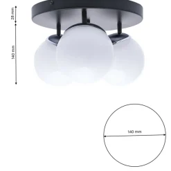 Sklep Kaja Lampa sufitowa, trzy klosze, czarna podstawa MLP8874 z serii SFERA | Kaja Oświet chrom Clearance
