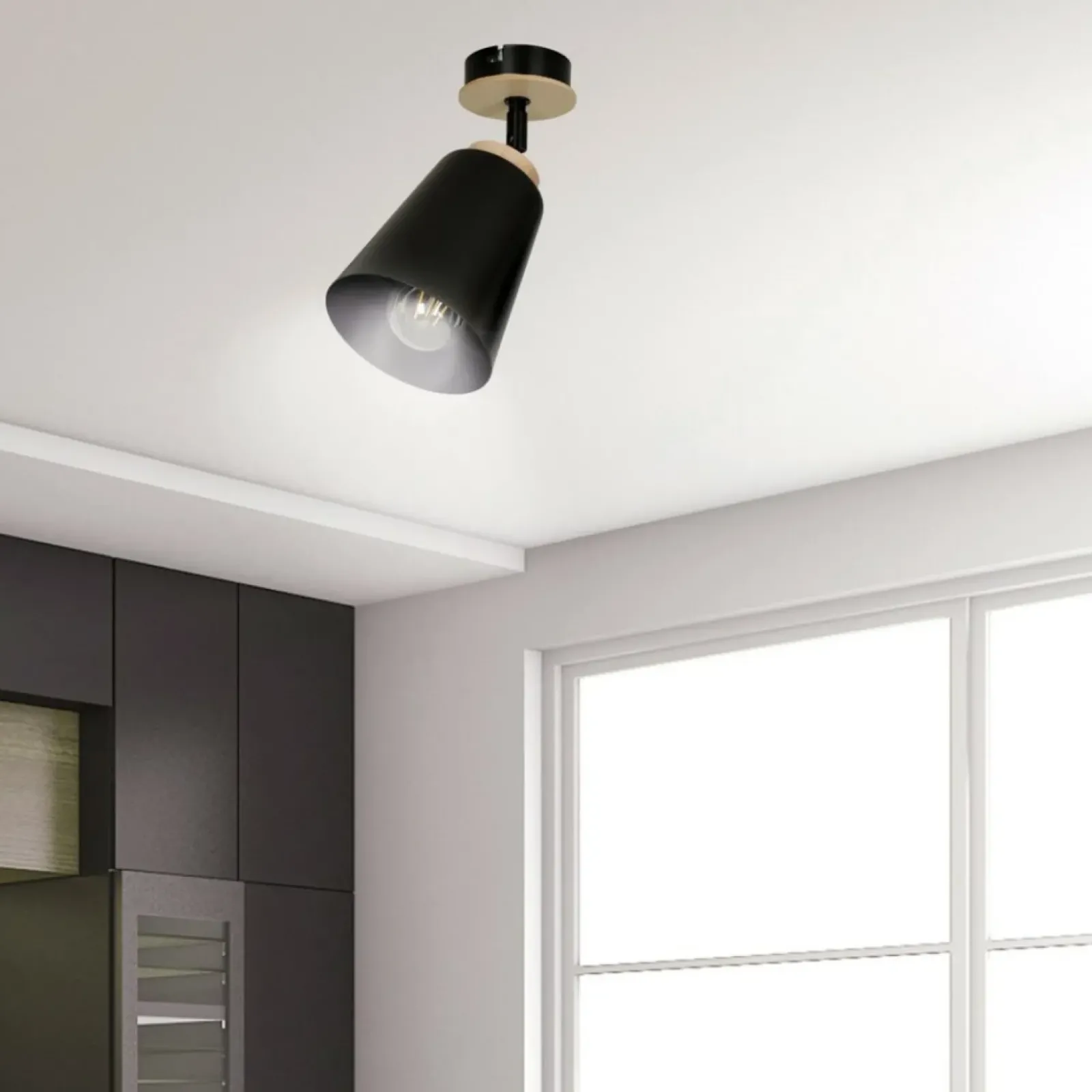 Sklep Kaja lampa sufitowa w kolorze czarnym i drewna 725/1 | Kaja Oświetlenie Discount
