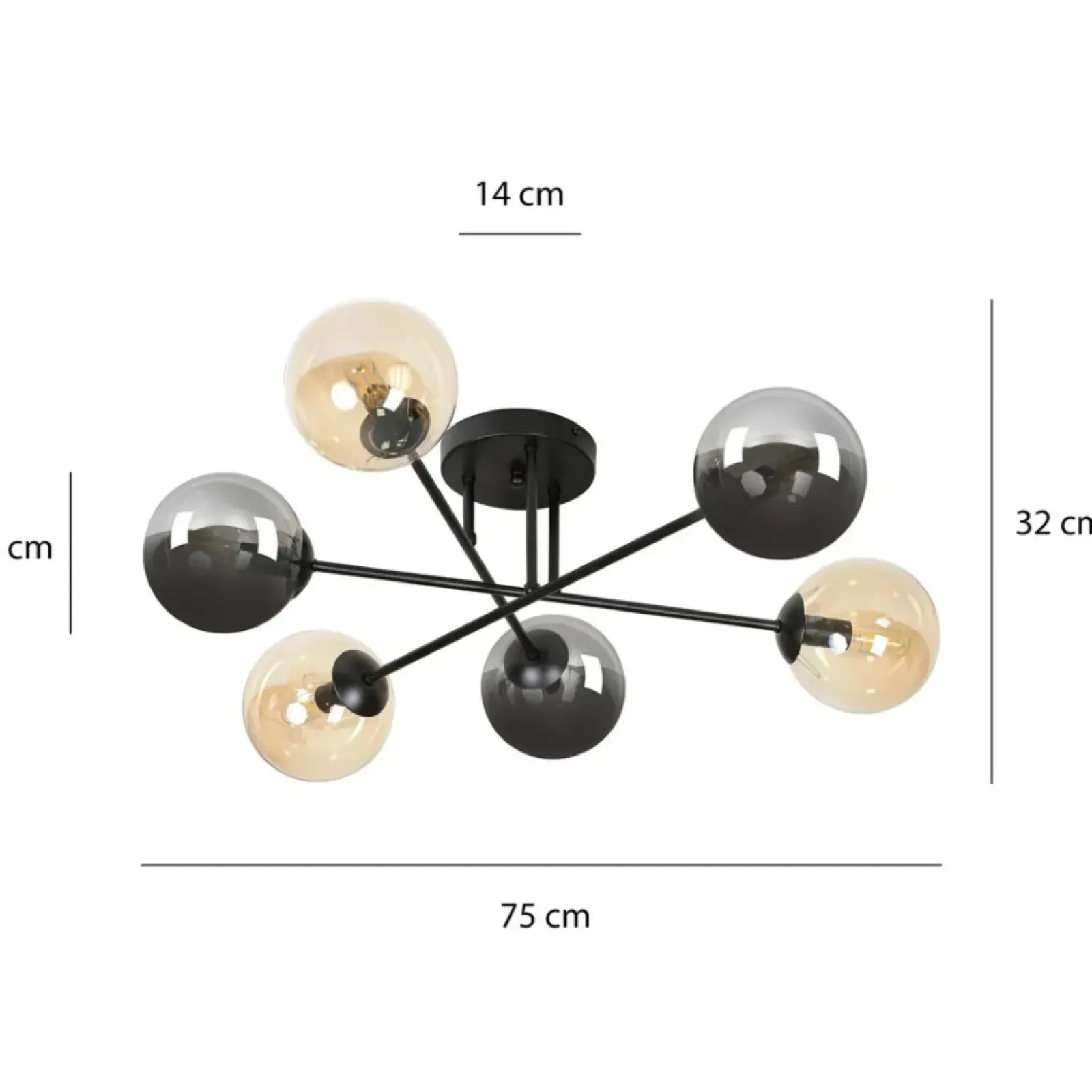 Sklep Kaja Lampa sufitowa z 6 dwukolorowymi kloszami 834/6B3 | Kaja Oświetlenie Cheap