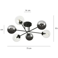 Sklep Kaja Lampa sufitowa z 2 rodzajami kulistych kloszy 834/6B1 | Kaja New