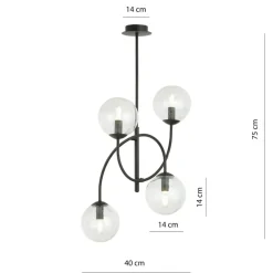 Sklep Kaja Lampa sufitowa z czarną, giętą konstrukcją 1286/4B z serii ARCHI Shop