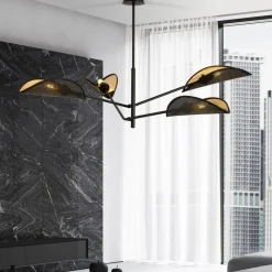 Sklep Kaja Lampa sufitowa z czarno-złotymi abażurami 1158/4 VENE | Kaja Fashion