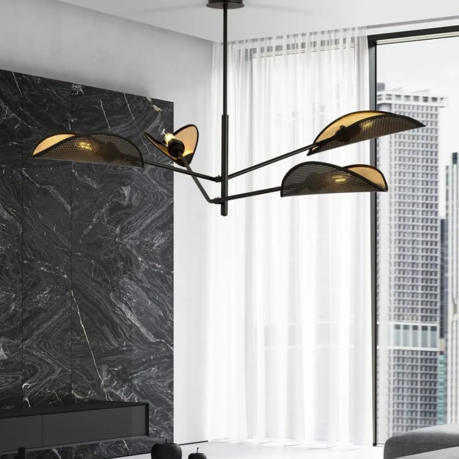 Sklep Kaja Lampa sufitowa z czarno-złotymi abażurami 1158/4 VENE | Kaja Fashion