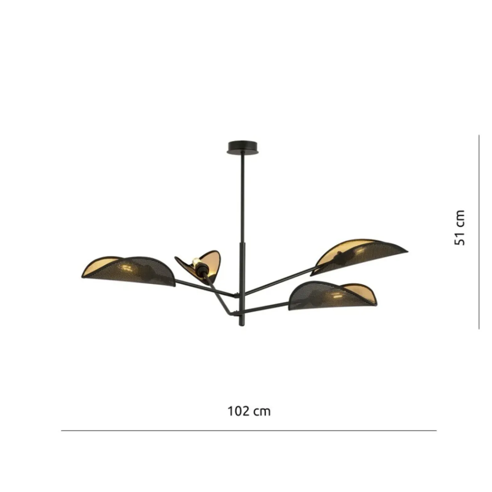 Sklep Kaja Lampa sufitowa z czarno-złotymi abażurami 1158/4 VENE | Kaja Fashion