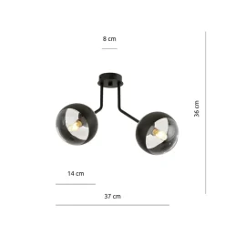 Sklep Kaja Lampa sufitowa z czarnymi obręczami na kloszach 1139/2 NOVA | Kaja Fashion