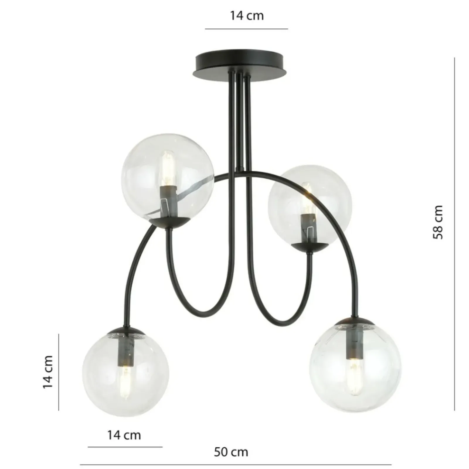 Sklep Kaja Lampa sufitowa z czterema kulistymi kloszami 1286/4A z serii ARCHI Shop