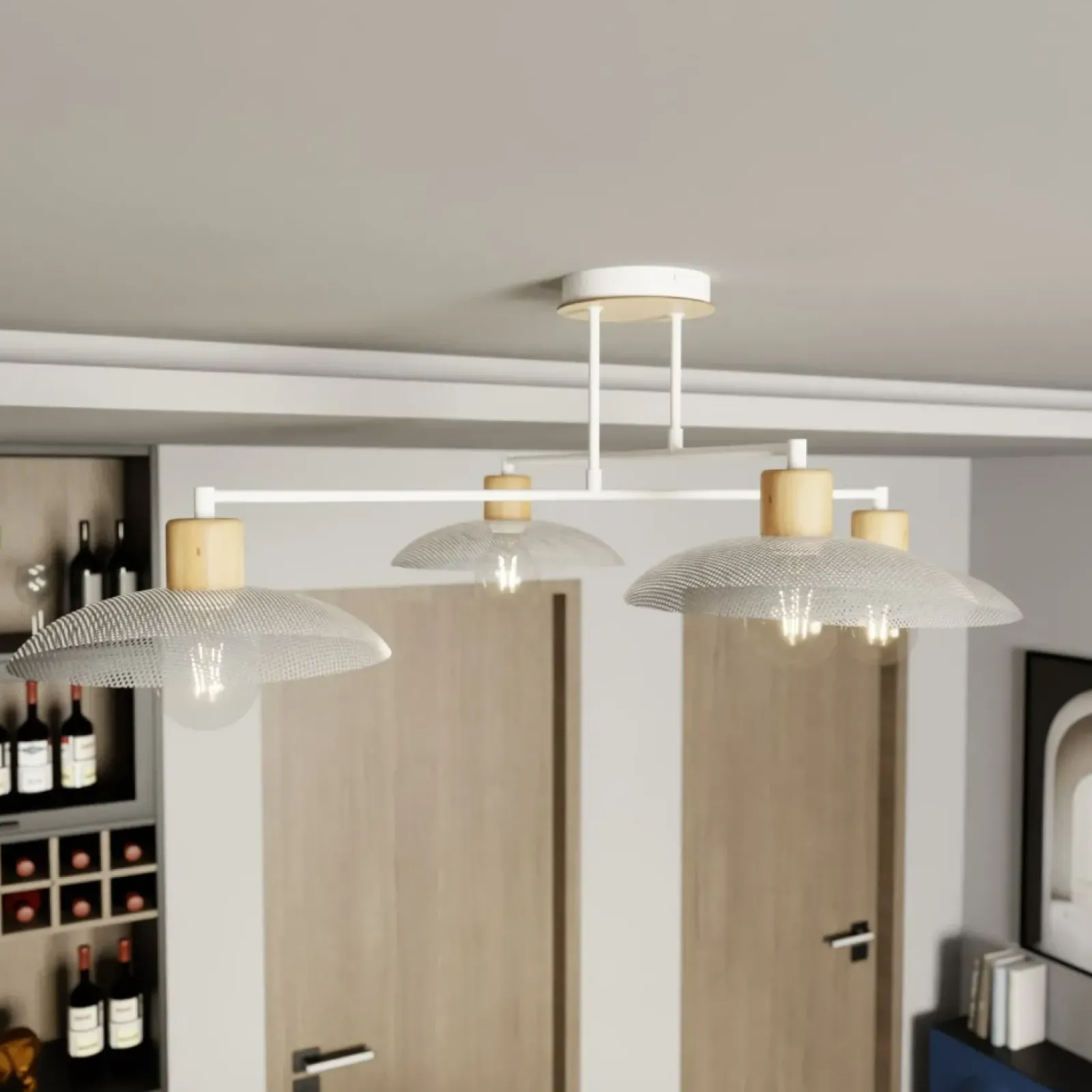Sklep Kaja Lampa sufitowa z drewnianymi oprawkami 1319/4 KOBE | Kaja Oświetlenie biały Clearance