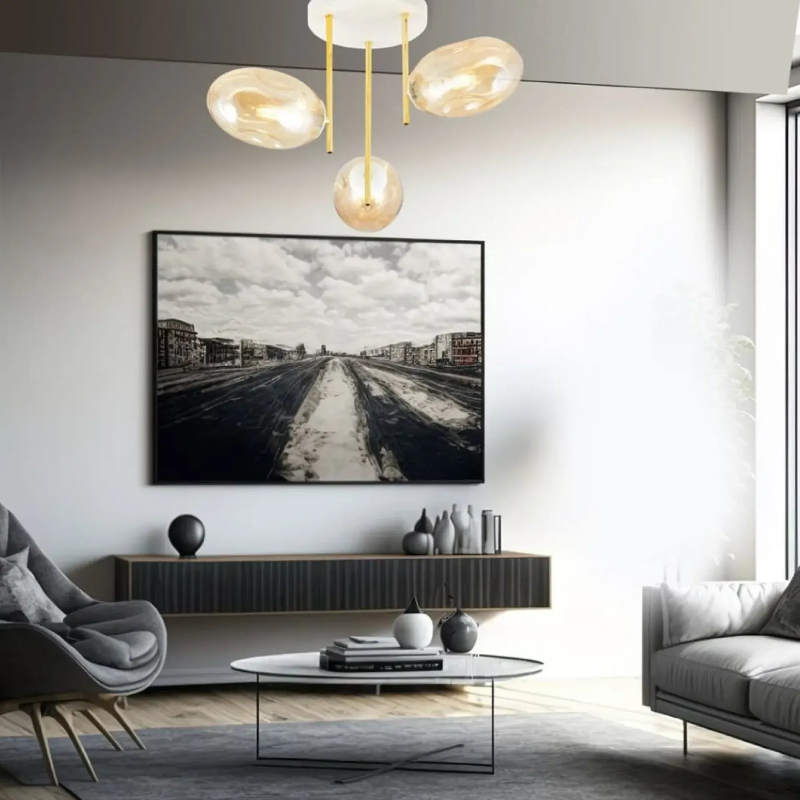 Sklep Kaja Lampa sufitowa z kloszami w kolorze miodowym 1278/3 z serii ARGO Fashion