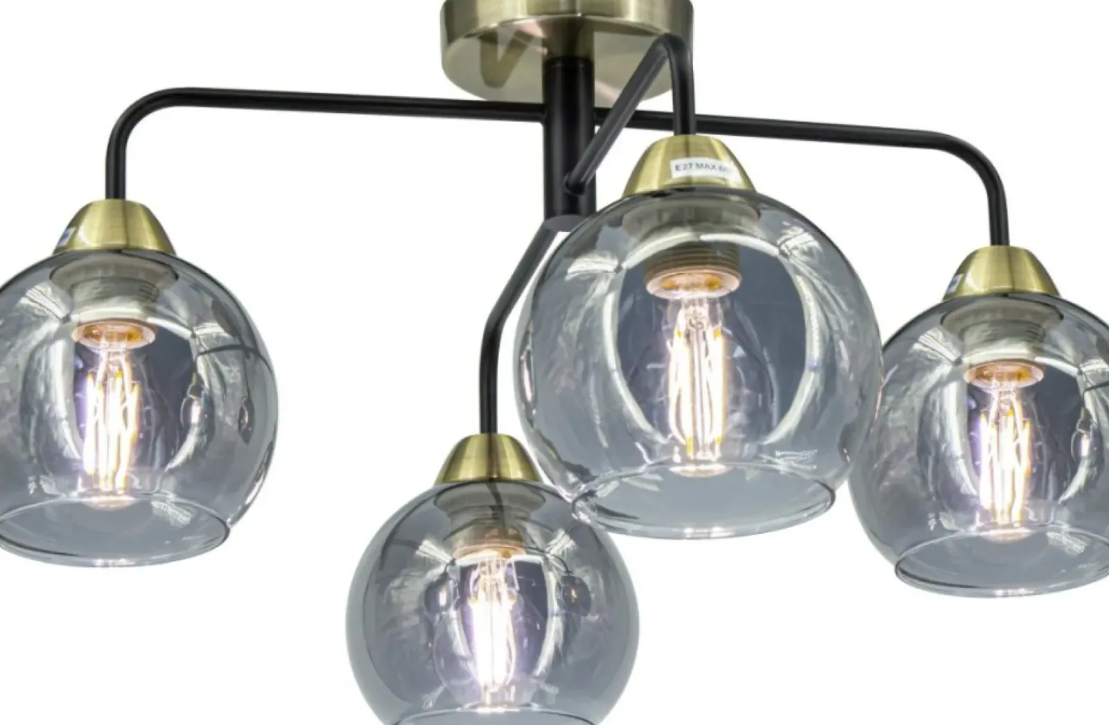 Sklep Kaja Lampa sufitowa z kloszami, kolor mosiądz 2213/4 BL 21QG z serii ASPEN* Randole Tradycyjne