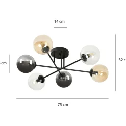 Sklep Kaja Lampa sufitowa z kolorowymi kloszami 834/6B2 | Kaja Oświetlenie Shop