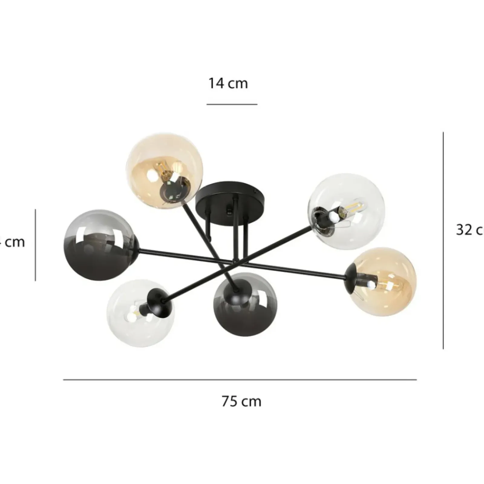 Sklep Kaja Lampa sufitowa z kolorowymi kloszami 834/6B2 | Kaja Oświetlenie Shop