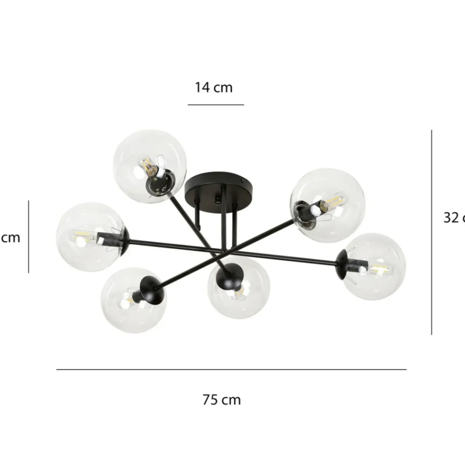 Sklep Kaja Lampa sufitowa z przezroczystymi kloszami 831/6B | Kaja Oświetlenie Online