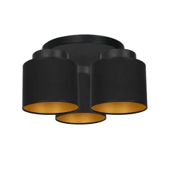 Sklep Kaja Lampa sufitowa z trzema czarno-złotymi abażurami LX 3179 z serii FRODI* Żyrandole Z Abażurem