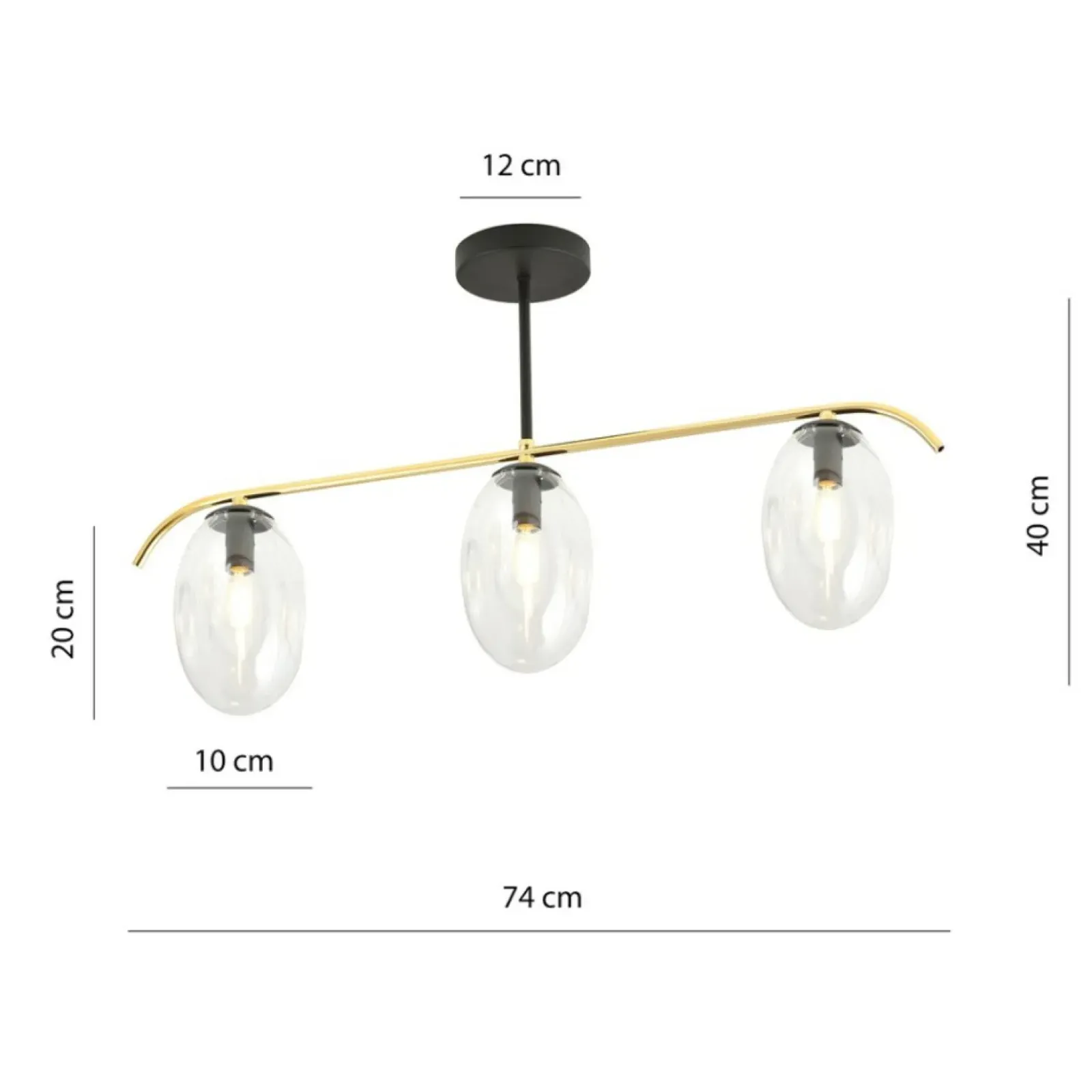 Sklep Kaja Lampa sufitowa z trzema przezroczystymi kloszami 1279/3 z serii FINES Shop