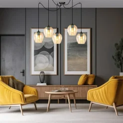Sklep Kaja Lampa wisząca do podwieszania, bursztynowe klosze 758/5 LEVEL | Kaja Outlet
