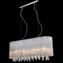 Sklep Kaja Lampa wisząca do salonu glamour MDM1870-4 WH ISLA | Kaja Oświetlenie* Żyrandole Z Abażurem
