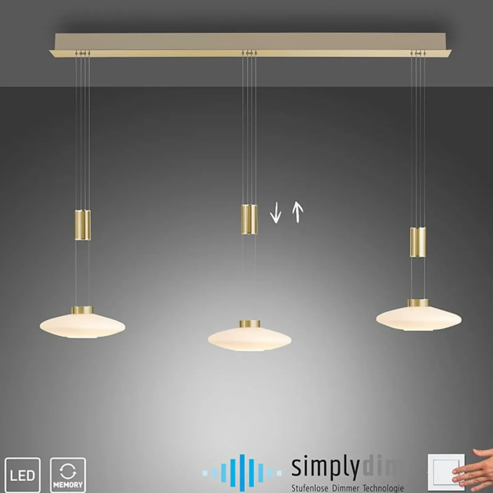Sklep Kaja Lampa wisząca LED 3 źródła, barwa ciepła 2081-60 z serii LAUTADA mosiądz Cheap