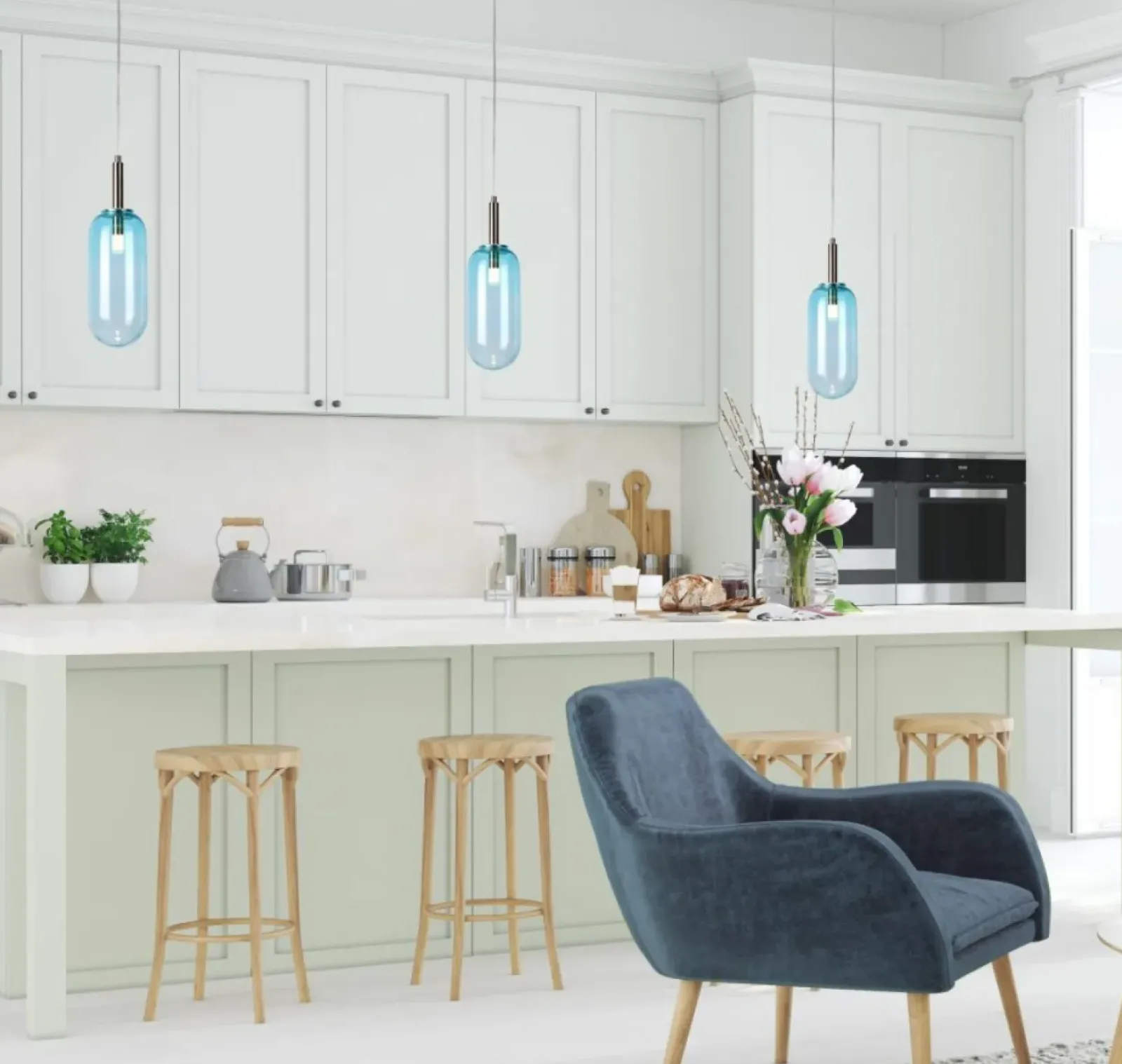 Sklep Kaja Lampa wisząca LED niebieski klosz LEDEA 50133213 FIUGGI | Kaja Flash Sale