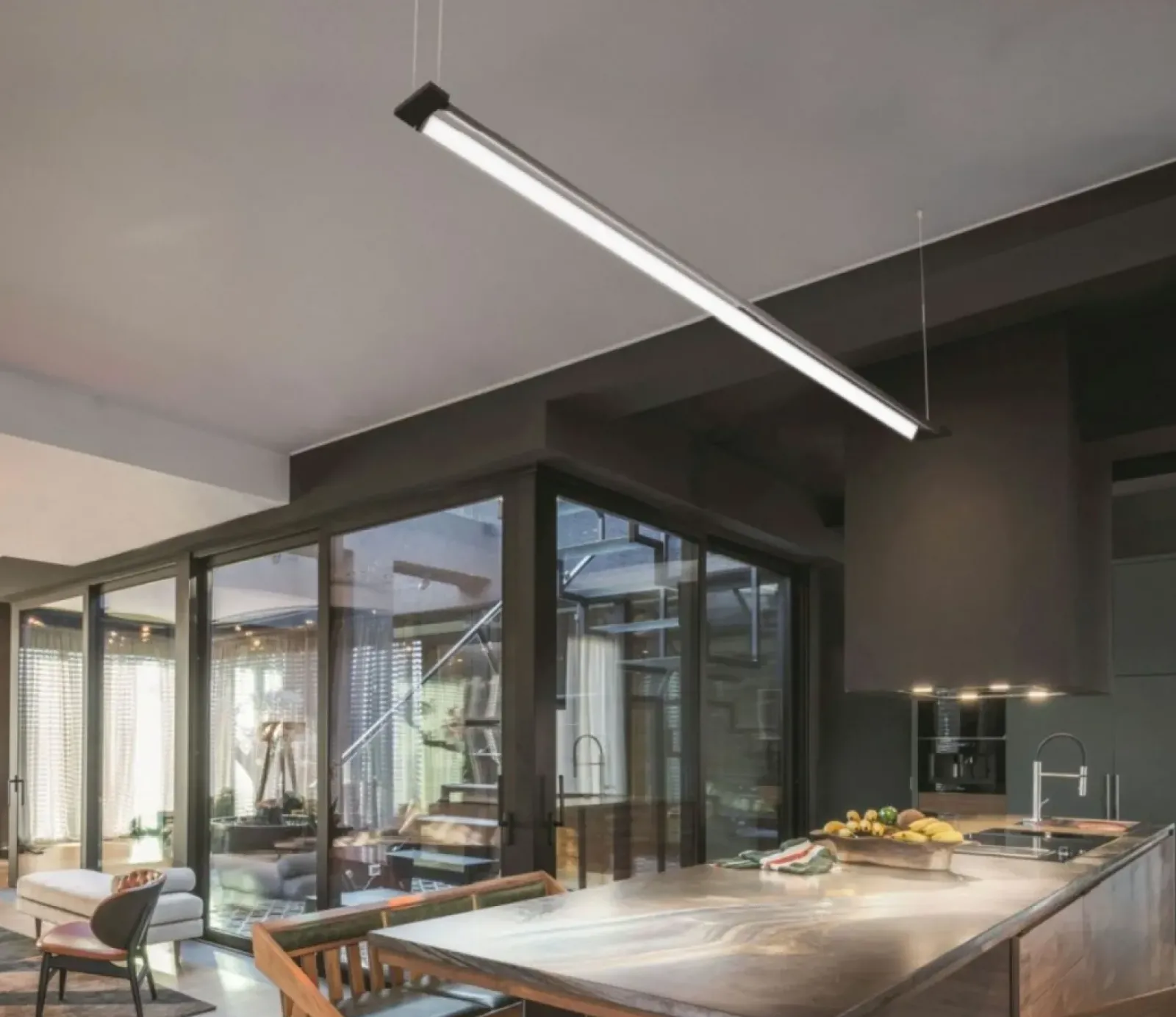 Sklep Kaja Lampa wisząca LED, obrotowe listwy 150cm 4000K AZ5428 FLASH | Kaja czarnypiaskowany Store