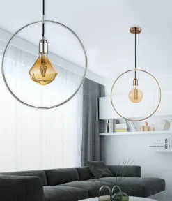 Sklep Kaja Lampa wisząca miedziana obręcz bez klosza AZ2113 KRUG | Kaja miedziany New