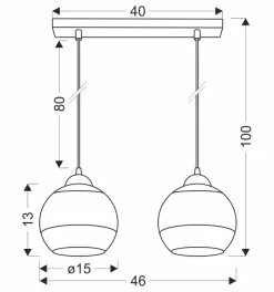 Sklep Kaja Lampa wisząca na czarnej listwie, dwa klosze 32-21229 z serii CONTESSA | Kaja Oś Shop