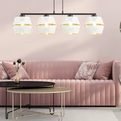 Sklep Kaja Lampa wisząca na czarnej podstawie, biało-złota 1184/4 z serii MALIA* Żyrandole Z Abażurem