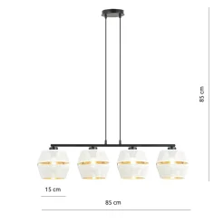 Sklep Kaja Lampa wisząca na czarnej podstawie, biało-złota 1184/4 z serii MALIA* Żyrandole Z Abażurem