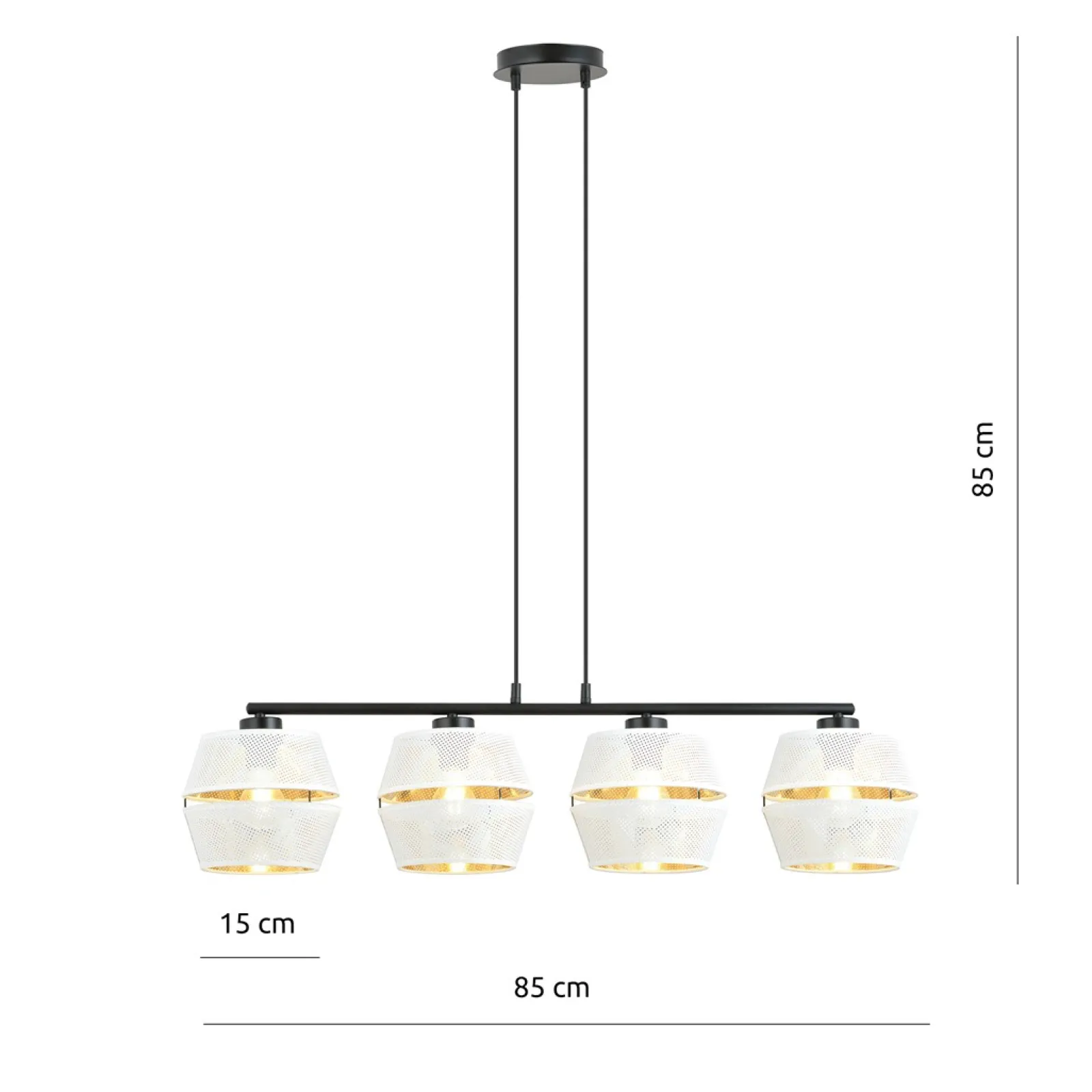 Sklep Kaja Lampa wisząca na czarnej podstawie, biało-złota 1184/4 z serii MALIA* Żyrandole Z Abażurem