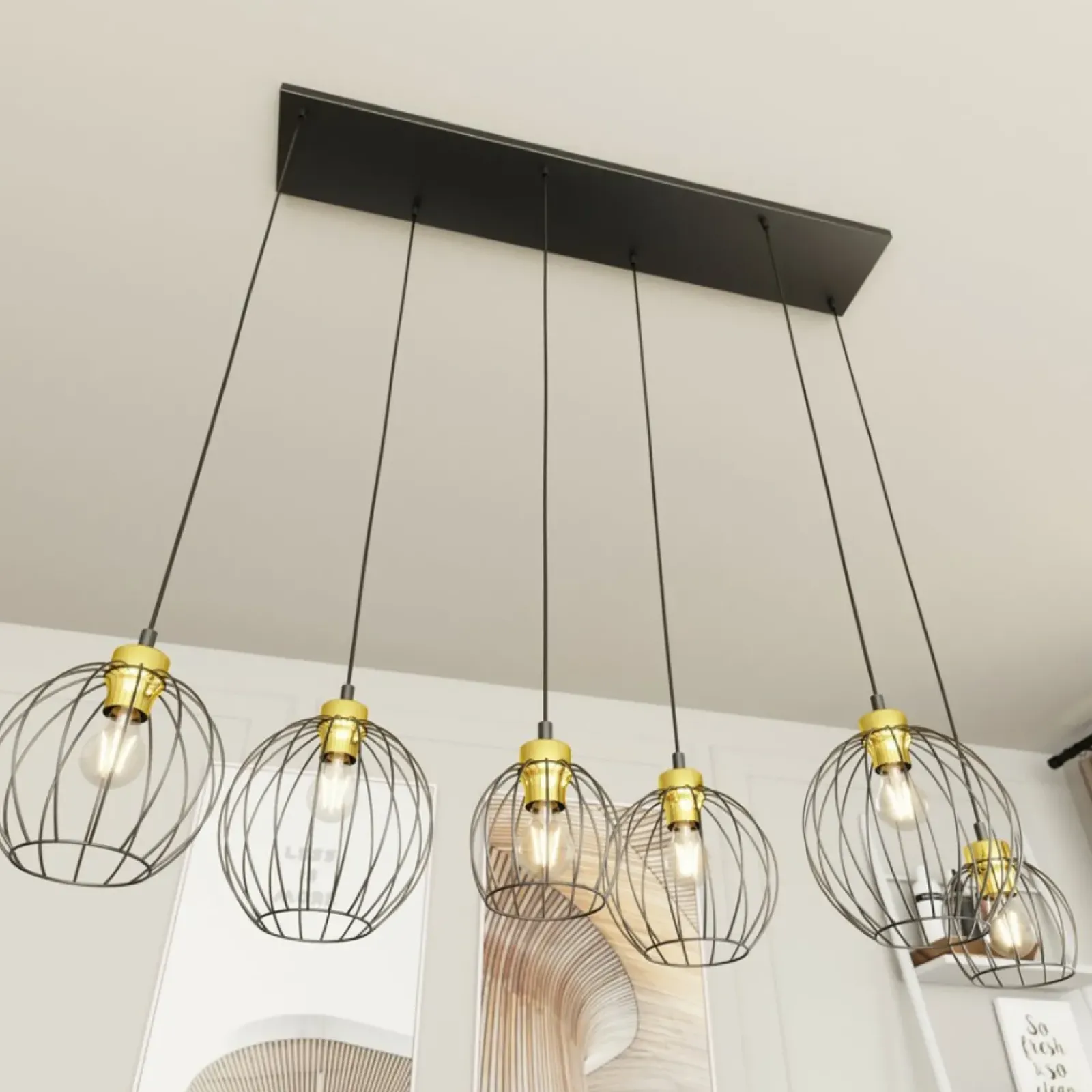 Sklep Kaja Lampa wisząca na podłużnej podstawie, 6xE27 1368/6 z serii NANDO Clearance