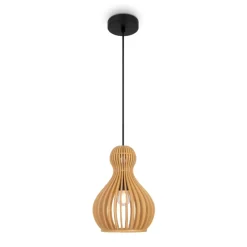 Sklep Kaja Lampa wisząca, naturalna, drewniana MOD192PL-01W z serii ROOTS czarny Shop