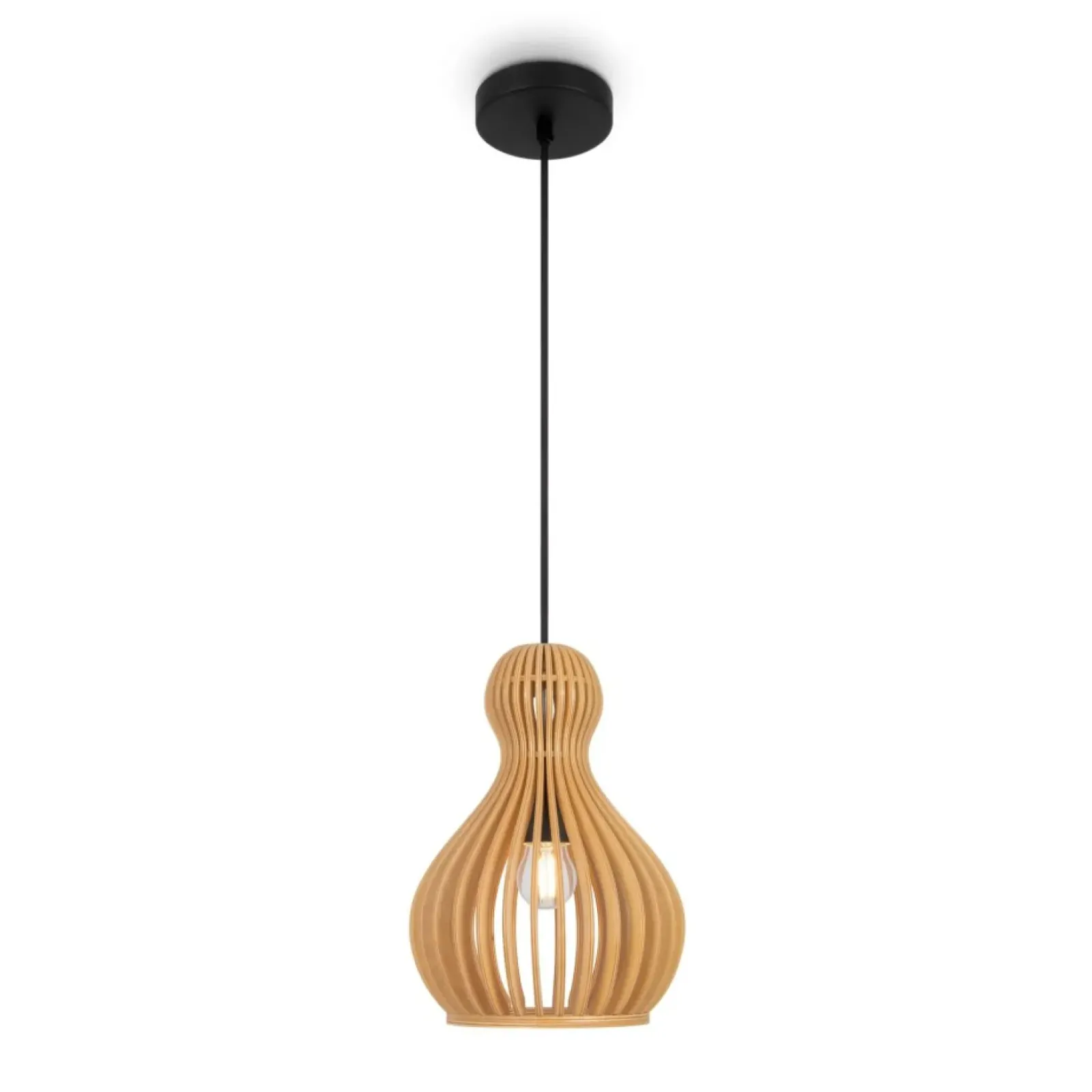 Sklep Kaja Lampa wisząca, naturalna, drewniana MOD192PL-01W z serii ROOTS czarny Shop