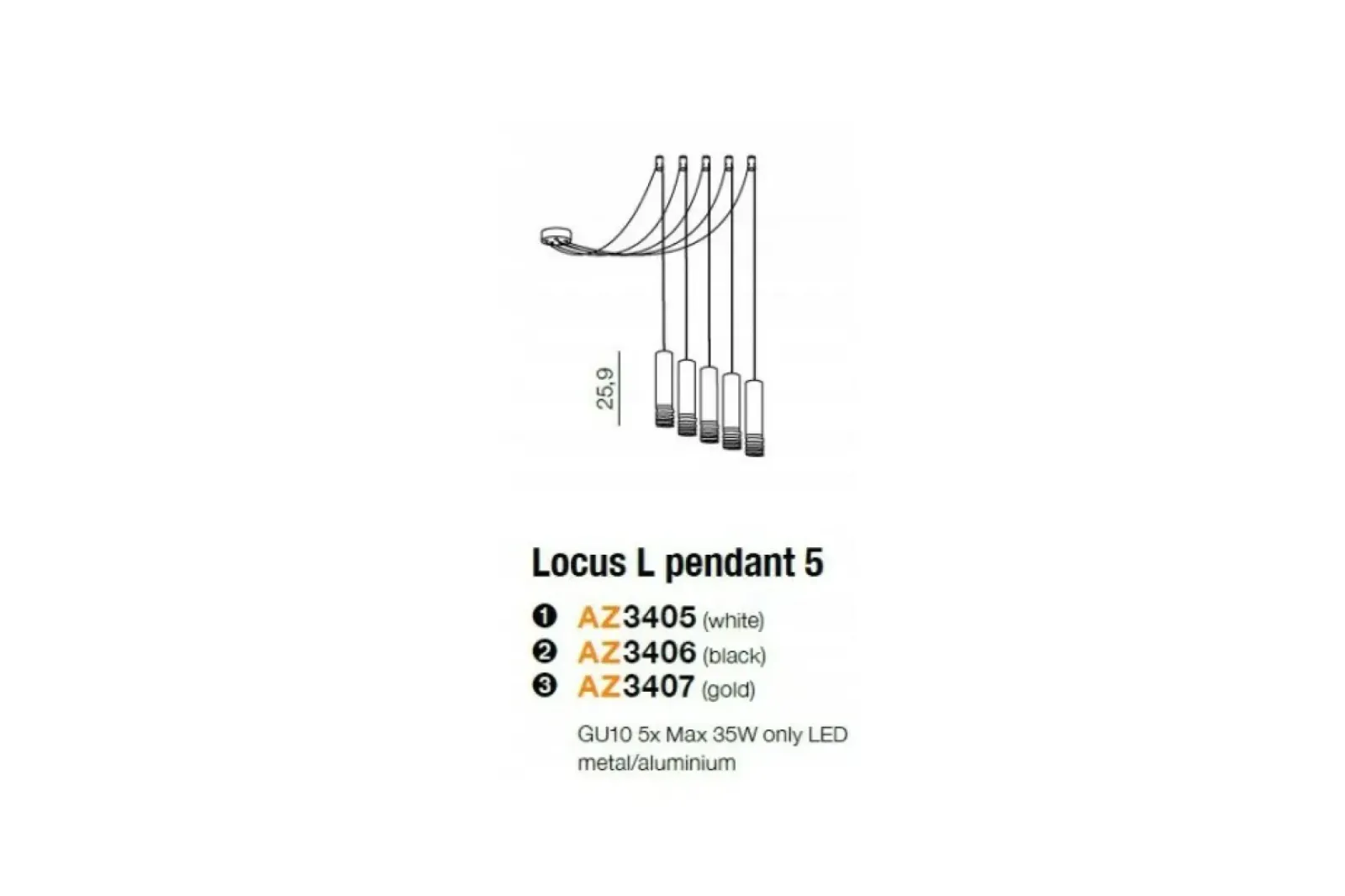 Sklep Kaja Lampa wisząca pająk regulowane przewody AZ3406 LOCUS | Kaja biały Store
