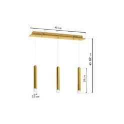 Sklep Kaja Lampa wisząca, trzy podłużne tuby, kolor złota ML5714 z serii GOLDIE | Kaja Oświ Best Sale