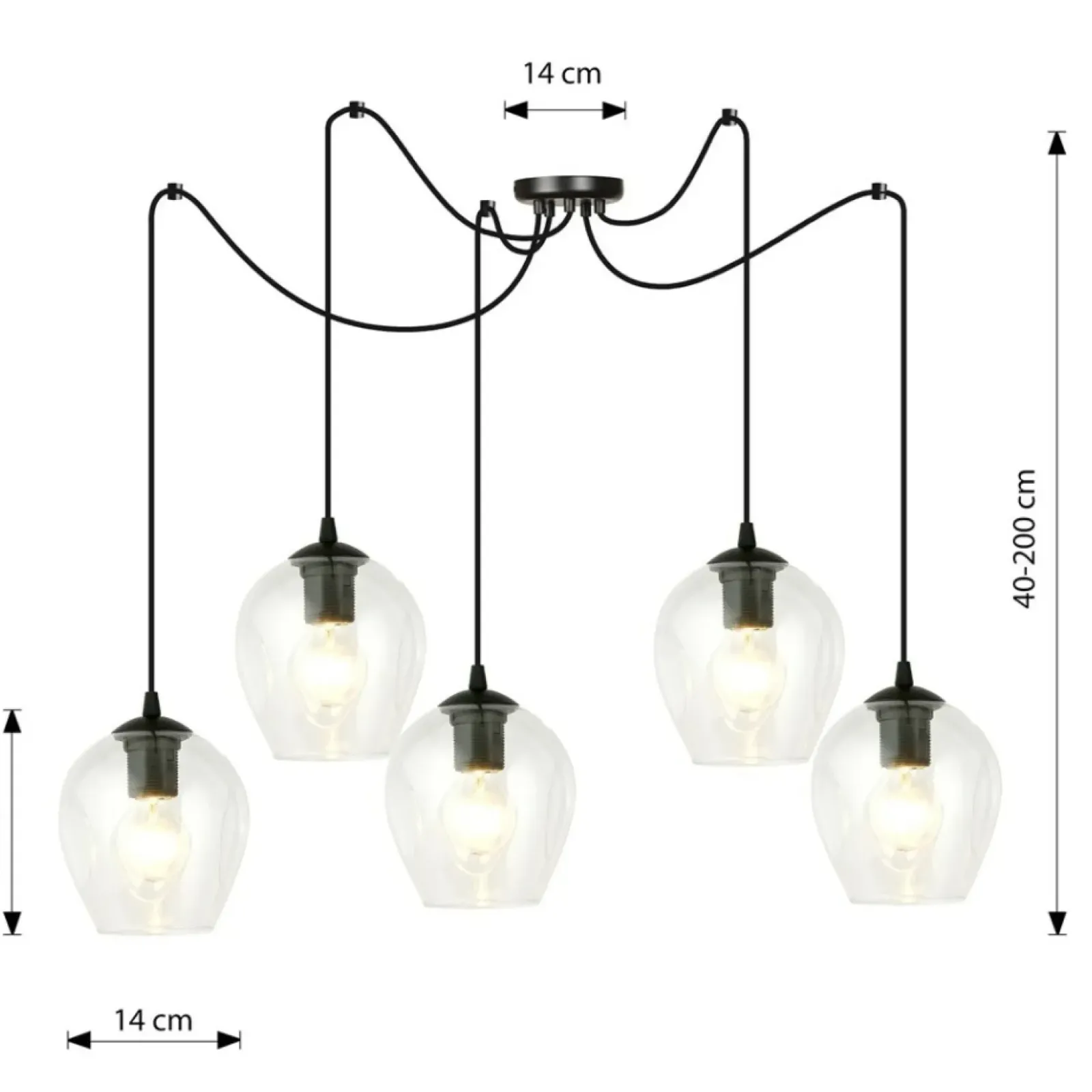 Sklep Kaja Lampa wisząca typu pająk z nieregularnymi kloszami 756/5 LEVEL | Kaja Flash Sale
