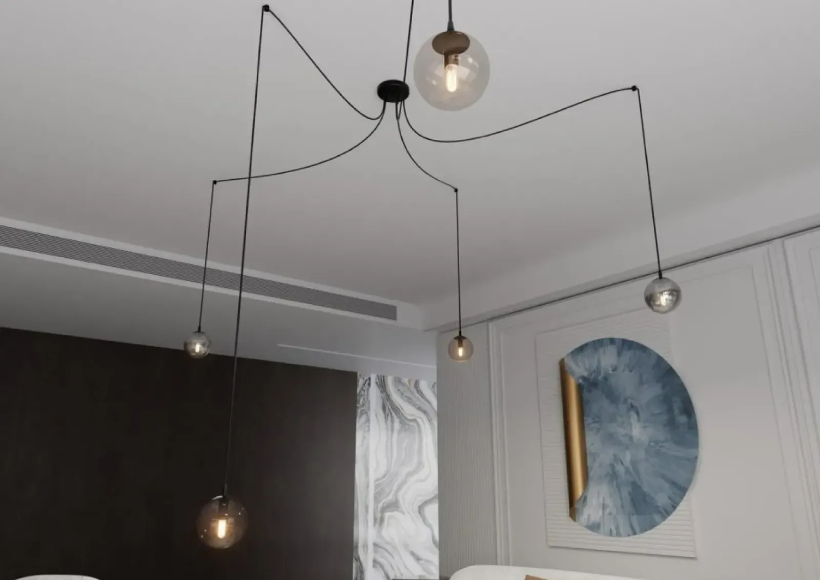 Sklep Kaja Lampa wisząca typu pająk z pięcioma kloszami 939/5 | Kaja Oświetlenie Sale