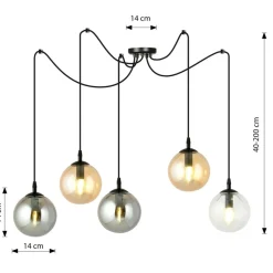 Sklep Kaja Lampa wisząca typu pająk z pięcioma kloszami 939/5 | Kaja Oświetlenie Sale