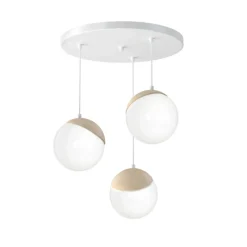 Sklep Kaja Lampa wisząca w białym kolorze, trzy klosze MLP5425 z serii SFERA WOOD | Kaja Oś Best Sale