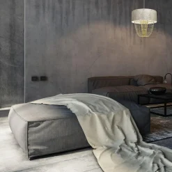 Sklep Kaja Lampa wisząca w stylu glamour, biało-złota MLP6447 z serii ALMERIA | Kaja Oświet* Żyrandole Z Abażurem