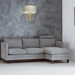 Sklep Kaja Lampa wisząca w stylu glamour, biało-złota MLP6447 z serii ALMERIA | Kaja Oświet* Żyrandole Z Abażurem