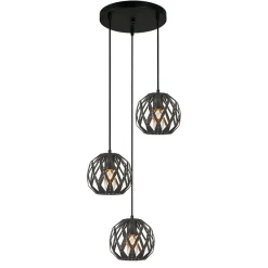 Sklep Kaja Lampa wisząca z 3 ozdobnymi kloszami PND-22341-3SA-BK z serii HILO czarny Discount