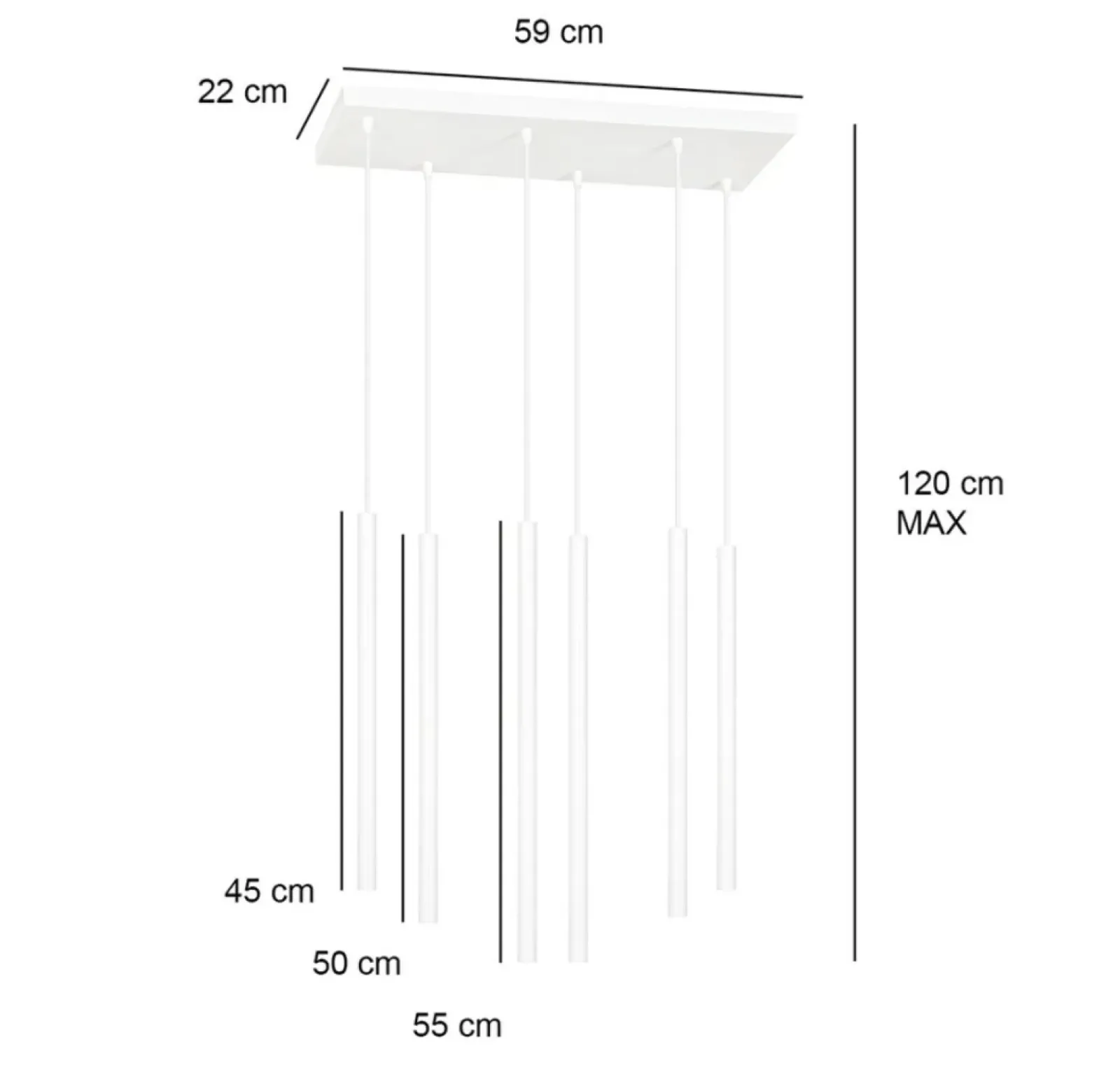 Sklep Kaja Lampa wisząca z 6 tubami w m kolorze 553/6 | Kaja Oświetlenie biały Shop