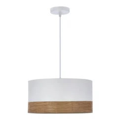 Sklep Kaja Lampa wisząca z abażurem, biały i orzech 31-17536 z serii BIANCO Outlet