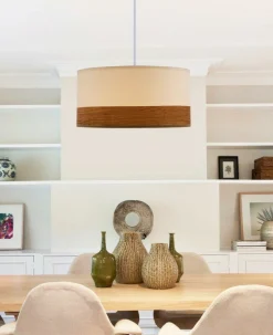 Sklep Kaja Lampa wisząca z abażurem, biały i orzech 31-17536 z serii BIANCO Outlet