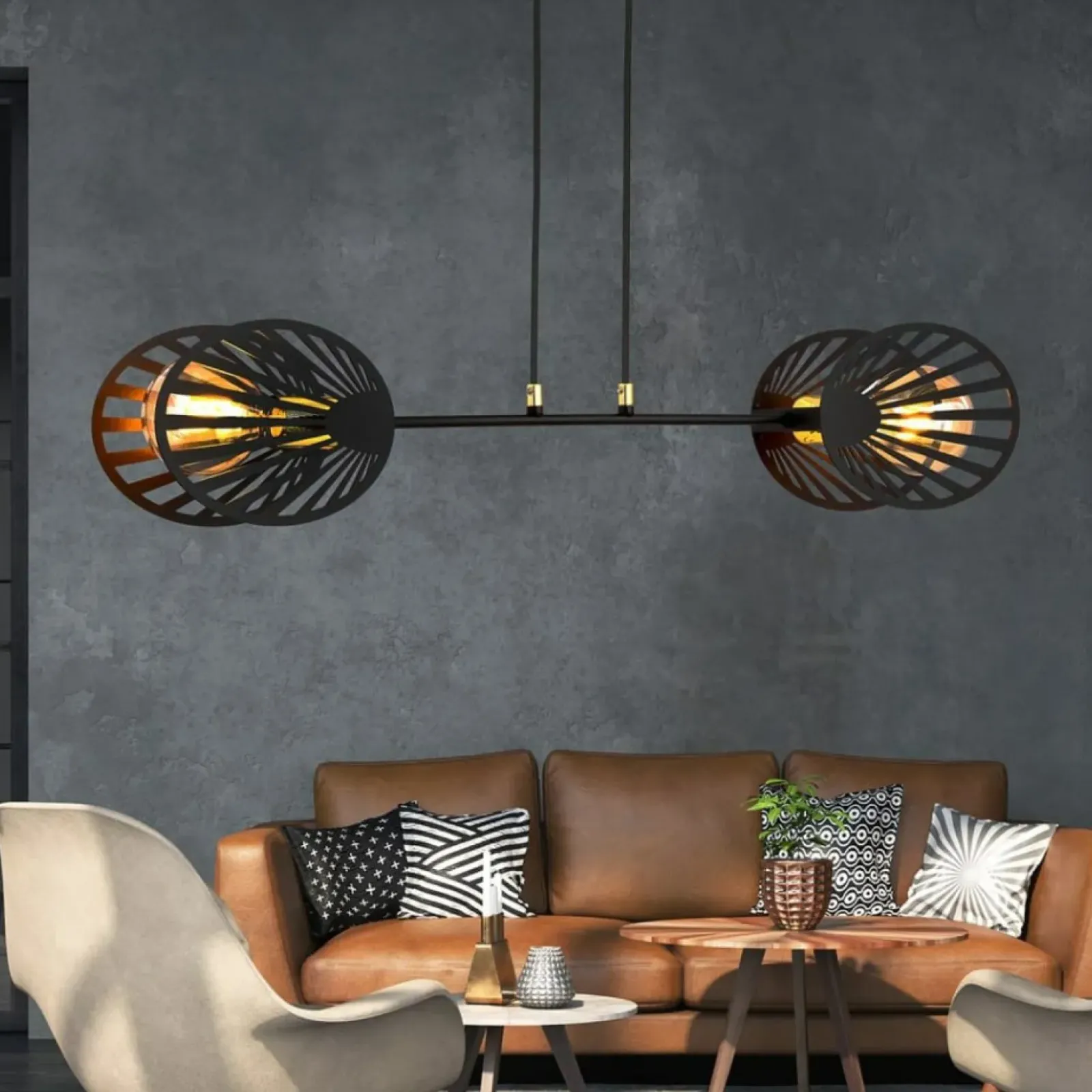 Sklep Kaja Lampa wisząca z ażurowymi osłonkami na żarówki 1146/2 PLAYA | Kaja czarny Store